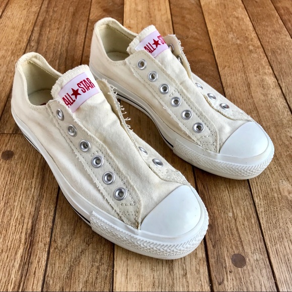 Converse Shoes - Converse cream Slip On All Stars W-7.5 M-5.5
